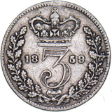 1859 Threepence - Victoria British Silver Coin