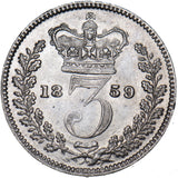 1859 Threepence - Victoria British Silver Coin - Very Nice