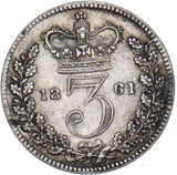1861 Threepence - Victoria British Silver Coin - Nice