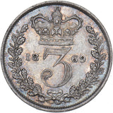 1869 Threepence - Victoria British Silver Coin - Very Nice