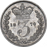 1870 Threepence - Victoria British Silver Coin - Superb