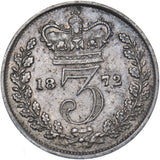1872 Threepence - Victoria British Silver Coin - Nice