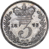 1873 Threepence - Victoria British Silver Coin - Nice