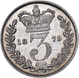 1879 Threepence - Victoria British Silver Coin - Very Nice