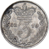 1879 Threepence - Victoria British Silver Coin - Very Nice