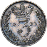 1880 Threepence - Victoria British Silver Coin - Very Nice