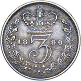1880 Threepence - Victoria British Silver Coin - Nice