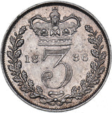 1886 Threepence - Victoria British Silver Coin - Very Nice