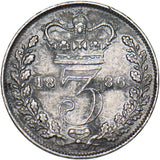 1886 Threepence - Victoria British Silver Coin - Nice