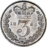 1886 Threepence - Victoria British Silver Coin - Superb