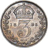1895 Threepence - Victoria British Silver Coin - Very Nice