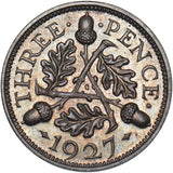 1927 Proof Threepence - George V British Silver Coin - Superb