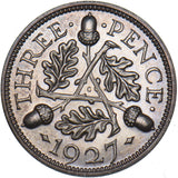 1927 Proof Threepence - George V British Silver Coin - Superb