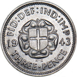 1943 Silver Threepence - Victoria British Silver Coin - Very Nice