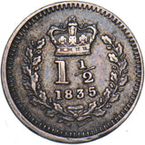 1835 Threehalfpence - William IV British Silver Coin - Nice