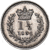 1838 Threehalfpence - Victoria British Silver Coin - Very Nice