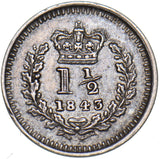 1843 Threehalfpence - Victoria British Silver Coin - Nice