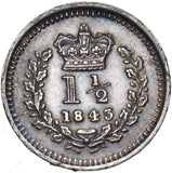 1843 Threehalfpence - Victoria British Silver Coin - Nice
