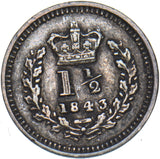 1843 Threehalfpence - Victoria British Silver Coin