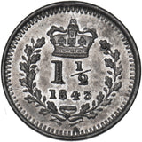 1843 Threehalfpence - Victoria British Silver Coin - Very Nice
