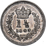 1843 Threehalfpence - Victoria British Silver Coin - Very Nice
