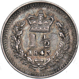 1843 Threehalfpence - Victoria British Silver Coin - Nice