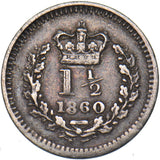 1860 Threehalfpence - Victoria British Silver Coin - Nice