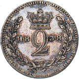 1838 Maundy Twopence - Victoria British Silver Coin - Nice