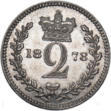 1878 Maundy Twopence - Victoria British Silver Coin - Superb