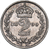 1899 Maundy Twopence - Victoria British Silver Coin - Very Nice