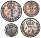 1896 Maundy Set (With Dated Case) - Victoria British Silver Coins - Superb