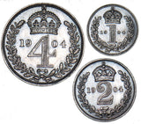 1904 Part Maundy Set - Edward VII British Silver Coins - Very Nice
