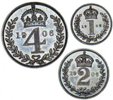 1906 Part Maundy Set - Edward VII British Silver Coins - Very Nice