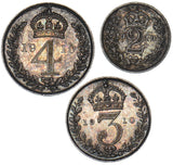 1910 Part Maundy Set - Edward VII British Silver Coins - Very Nice