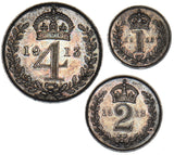 1913 Part Maundy Set - George V British Silver Coins - Superb