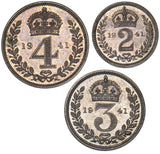 1941 Part Maundy Set - George VI British Silver Coins - Superb