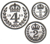 1953 Part Maundy Set (+ Dated Case) - Elizabeth II British Silver Coins - Superb