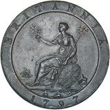 1797 Penny - George III British Copper Coin - Very Nice