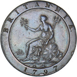 1797 Penny - George III British Copper Coin - Very Nice
