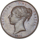 1841 Penny (No Colon) - Victoria British Copper Coin - Very Nice