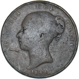 1844 Penny (DFF Flaw) - Victoria British Copper Coin