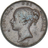 1846 Penny - Victoria British Copper Coin
