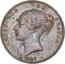 1857 Penny (PT) - Victoria British Copper Coin