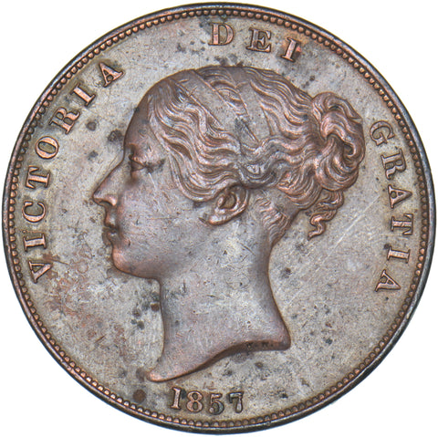 1857 Penny (PT) - Victoria British Copper Coin