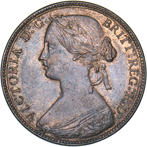 1860 Penny (F10) - Victoria British Bronze Coin - Very Nice