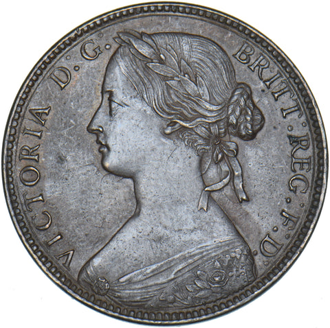 1860 Penny (F13) - Victoria British Bronze Coin - Very Nice