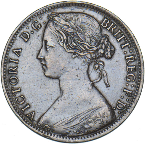 1860 Penny (F17 6+D R13) - Victoria British Bronze Coin - Nice