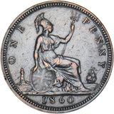 1860 Penny (F10) - Victoria British Bronze Coin - Nice