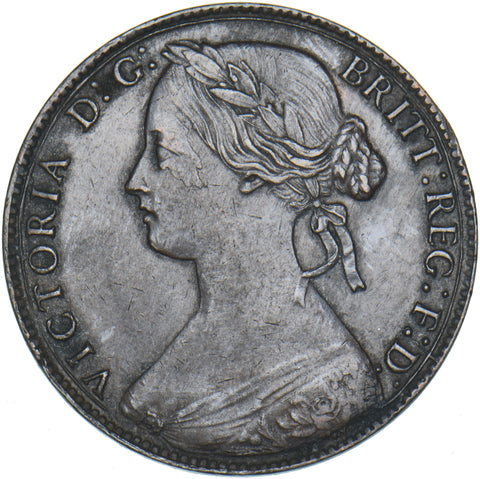1860 Penny (F15) - Victoria British Bronze Coin - Very Nice