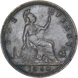 1860 Penny (F15) - Victoria British Bronze Coin - Very Nice